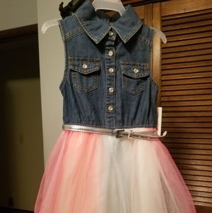 Girls Denim and Tulle princess dress, girls